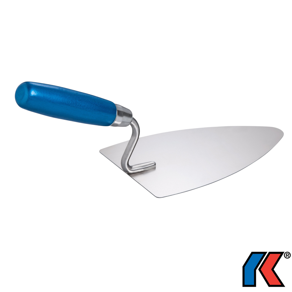 Werkfit Klinker- und Maurerkelle aus rostfreiem Edelstahl mit blauem Holzgriff für präzise Maurerarbeiten