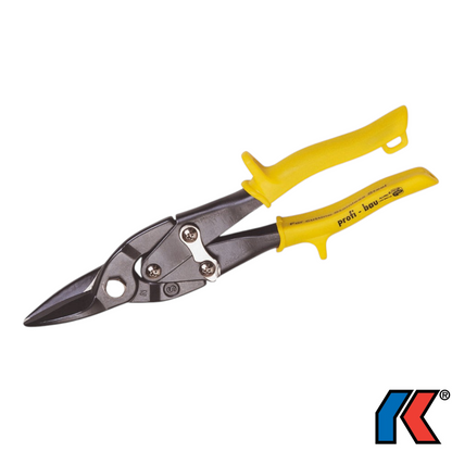 Werkfit Metallschere mit gelben ergonomischen Griffen und schwarzer Stahlklinge für präzise Schnitte