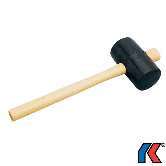 Werkfit Gummihammer mit schwarzem Gummikopf und hellem Holzstiel für schonende Schlagarbeiten