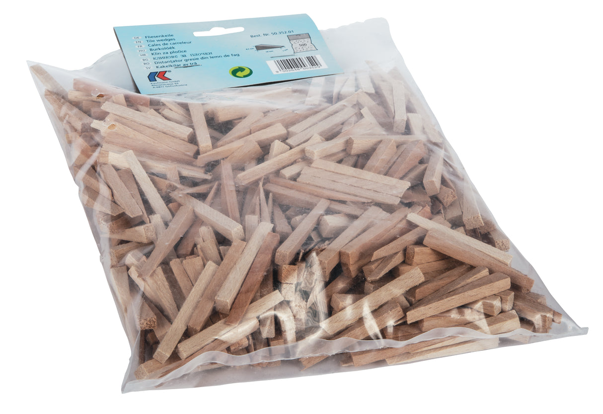 Fliesenkeile aus Buchenholz 54 x 7 x 0 - 8,5 mm