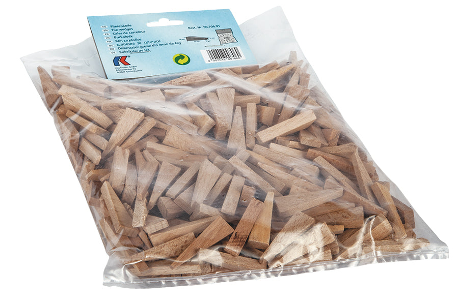 Bodenplattenkeile aus Buchenholz 44 x 7 x 4 - 14 mm