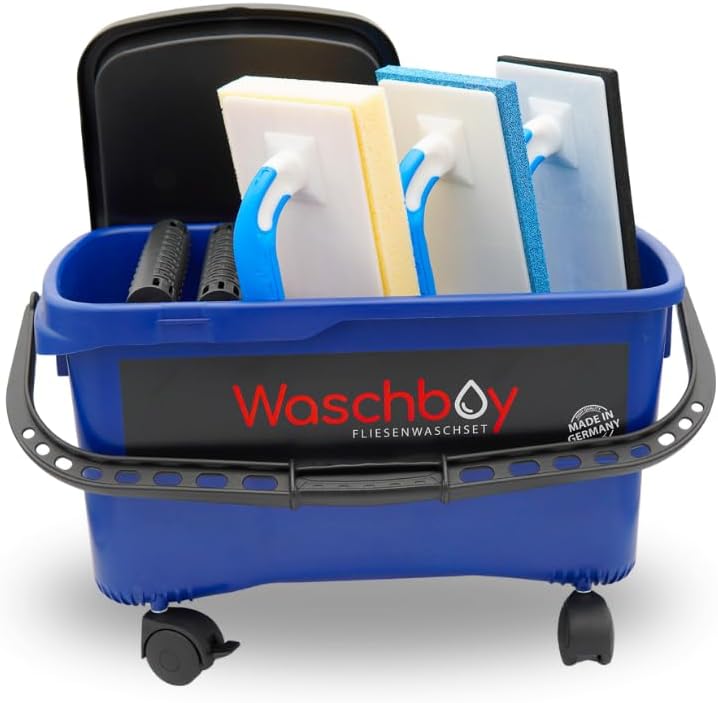 Fliesen Waschset 22 Liter – Waschboy mit Noppenrollen, Ausdrücksieb & Reibebrettern