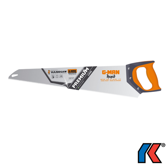 Werkfit G-MAN Rapid Handsäge mit ergonomischem orange-grauem Griff und gehärteter Präzisionsverzahnung