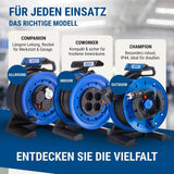 Kabeltrommel Generation 7 Coworker 50 m – Vollkunststoff – PVC-Kabel H05VV-F 3G1,5 – 4-fach Schuko mit Thermoschutz – IP20