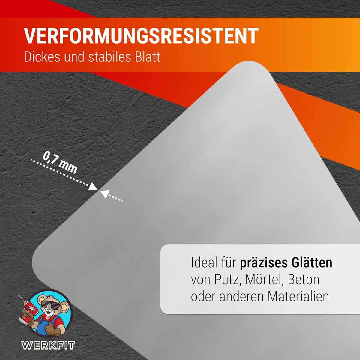 Rostfreie Glättekelle mit runden Kanten