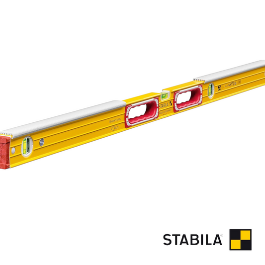 Werkfit Stabila Wasserwaage Typ 196-2 K in Gelb mit zwei Griffen und Libellen für präzise Maurerarbeiten