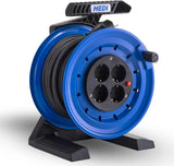 Kabeltrommel Generation 7 Coworker 50 m – Vollkunststoff – PVC-Kabel H05VV-F 3G1,5 – 4-fach Schuko mit Thermoschutz – IP20