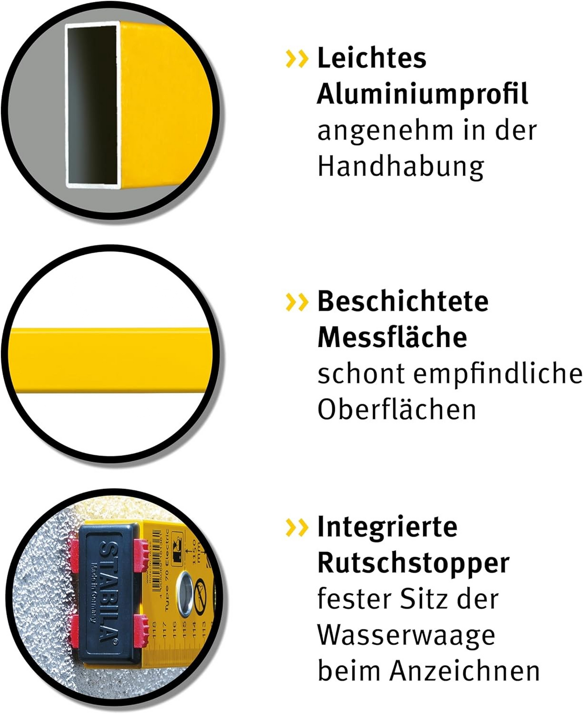 Werkfit STABILA Elektriker Set Wasserwaage mit leichtem Aluminiumprofil, beschichteter Messfläche und Rutschstoppern
