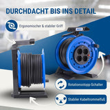 Kabeltrommel Generation 7 Coworker 50 m – Vollkunststoff – PVC-Kabel H05VV-F 3G1,5 – 4-fach Schuko mit Thermoschutz – IP20