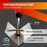 Eckenkelle Edelstahl – Innen- und Außenecke – 80 × 60 mm