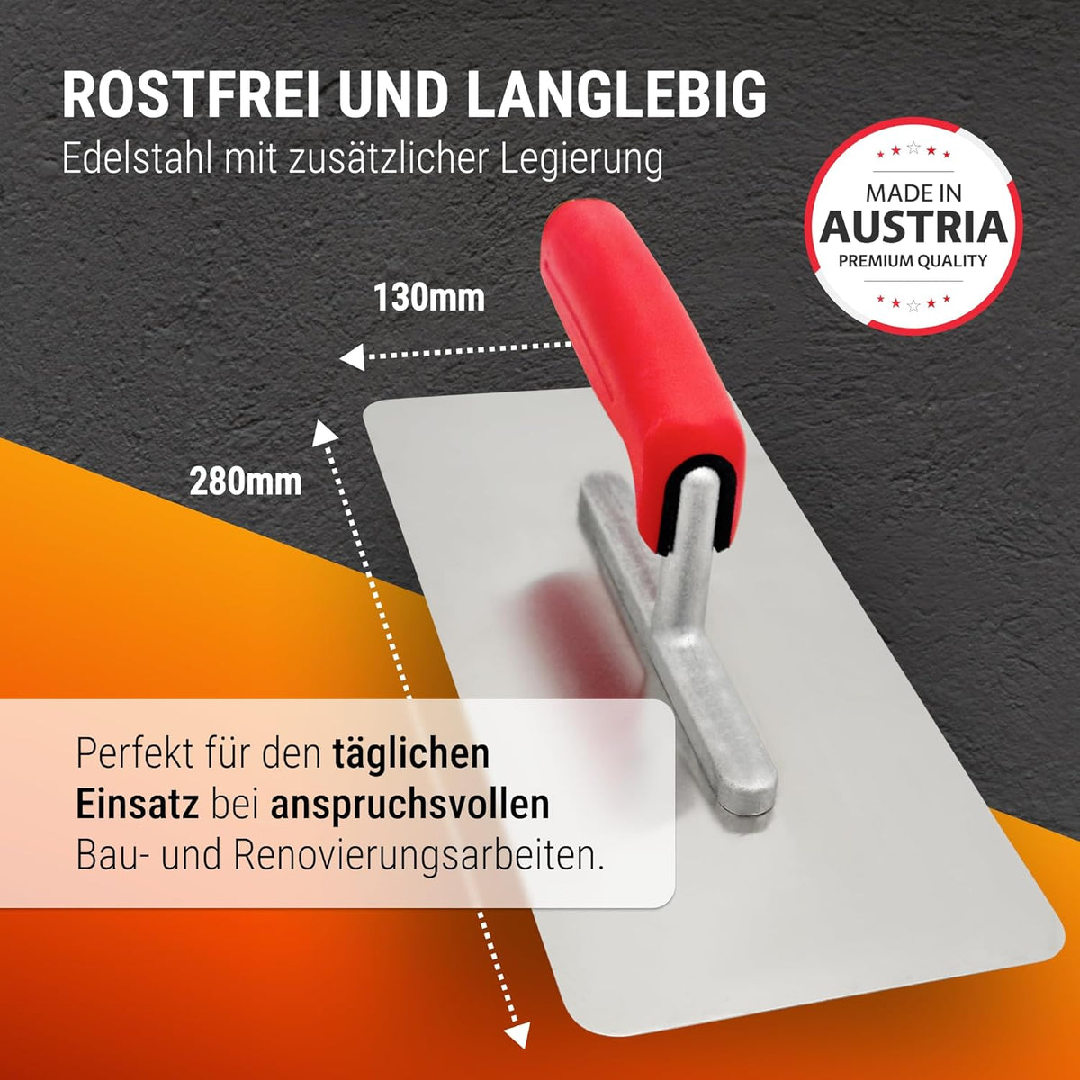 Rostfreie Glättekelle mit runden Kanten