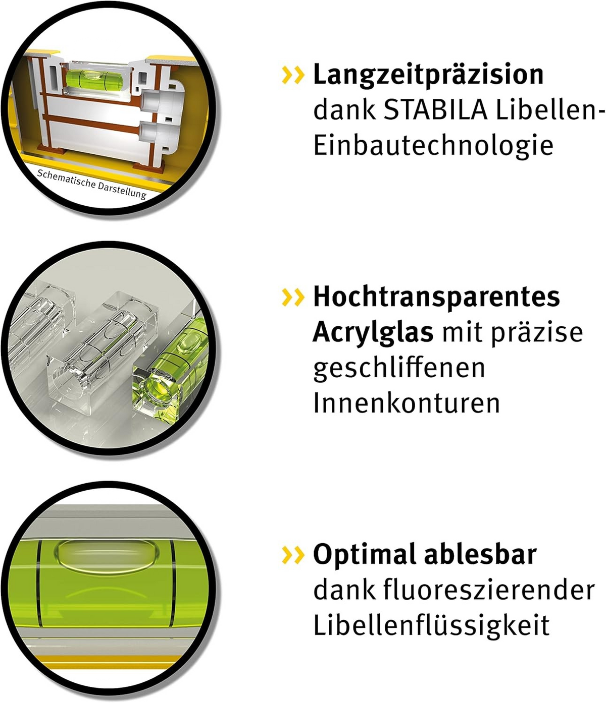 Werkfit STABILA Elektriker Set mit hochtransparenten Acrylglas-Libellen und fluoreszierender Flüssigkeit für Präzision