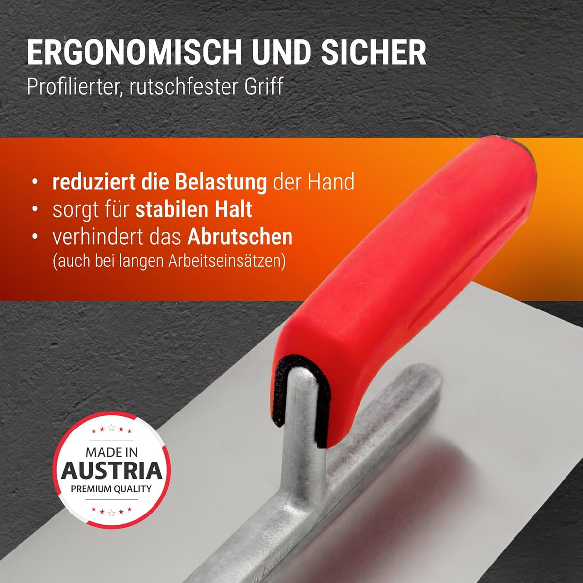 Rostfreie Glättekelle mit runden Kanten