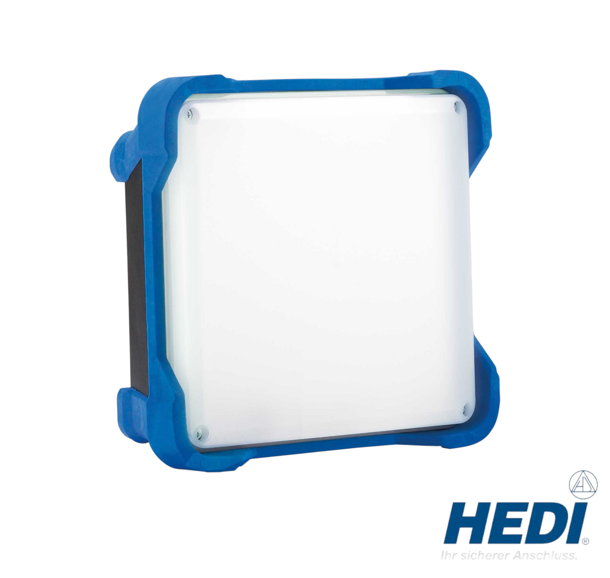 Werkfit LEDCUBE Classic Arbeitsleuchte mit 30 Watt und 5.200 Lumen in quadratischem Design mit blauem Kantenschutz