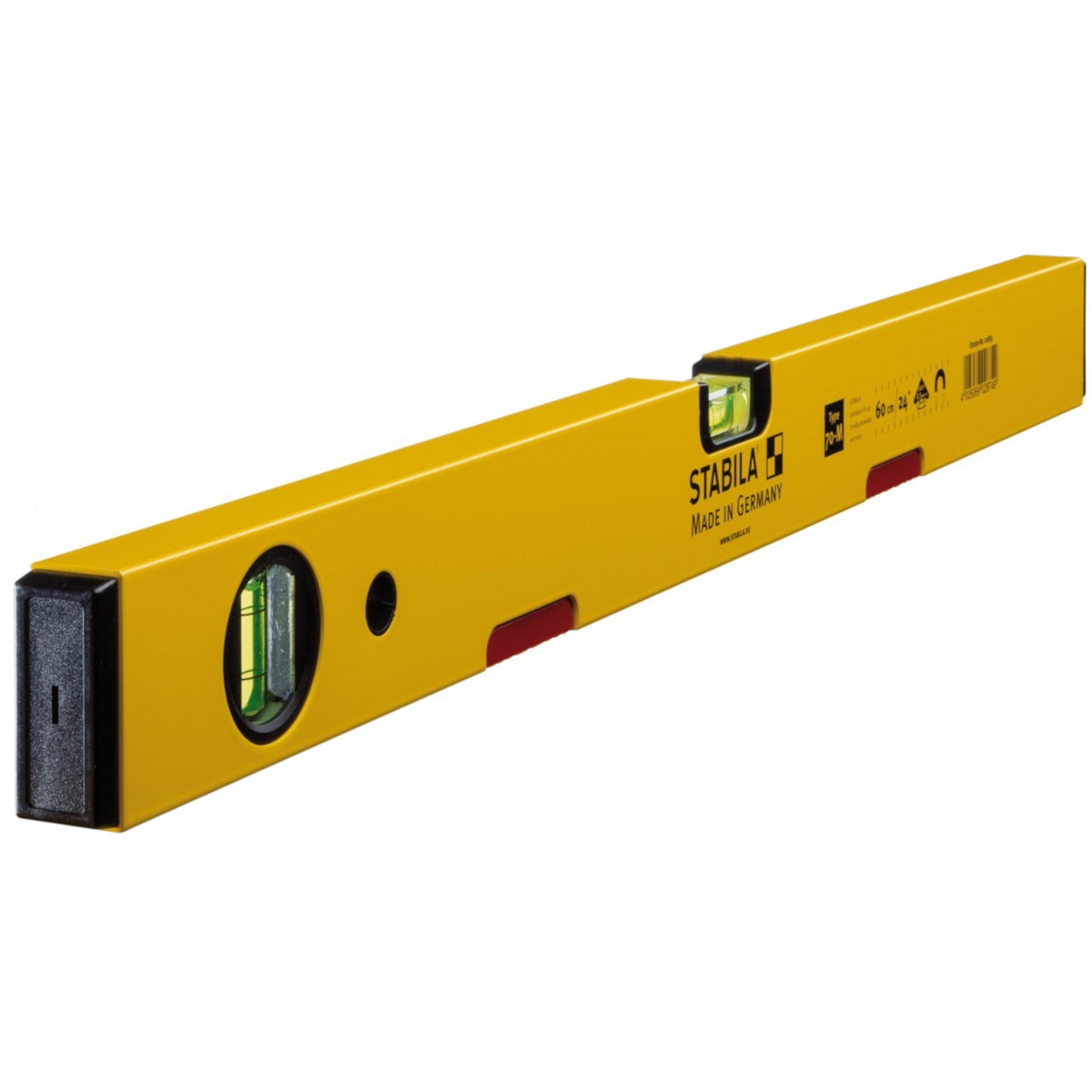 Werkfit Stabila Wasserwaage Type 70 M aus gelbem Aluminium mit Seltenerd-Magnetsystem und Libellen