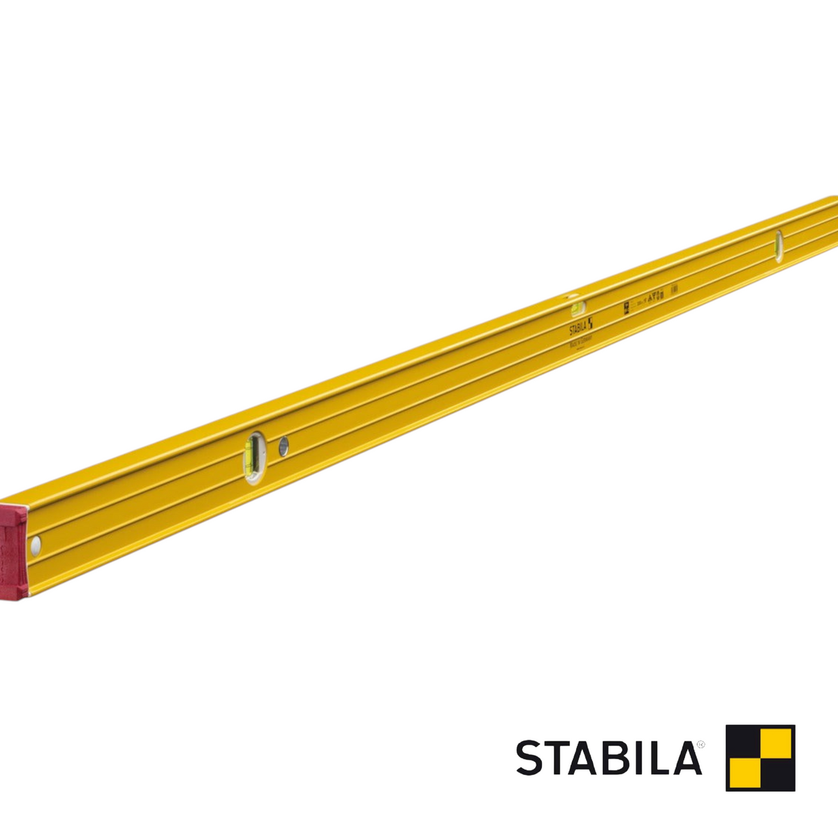 Werkfit Wasserwaage Type 96-2 in Gelb mit robustem Aluminiumprofil und integrierten Libellen für präzise Messungen