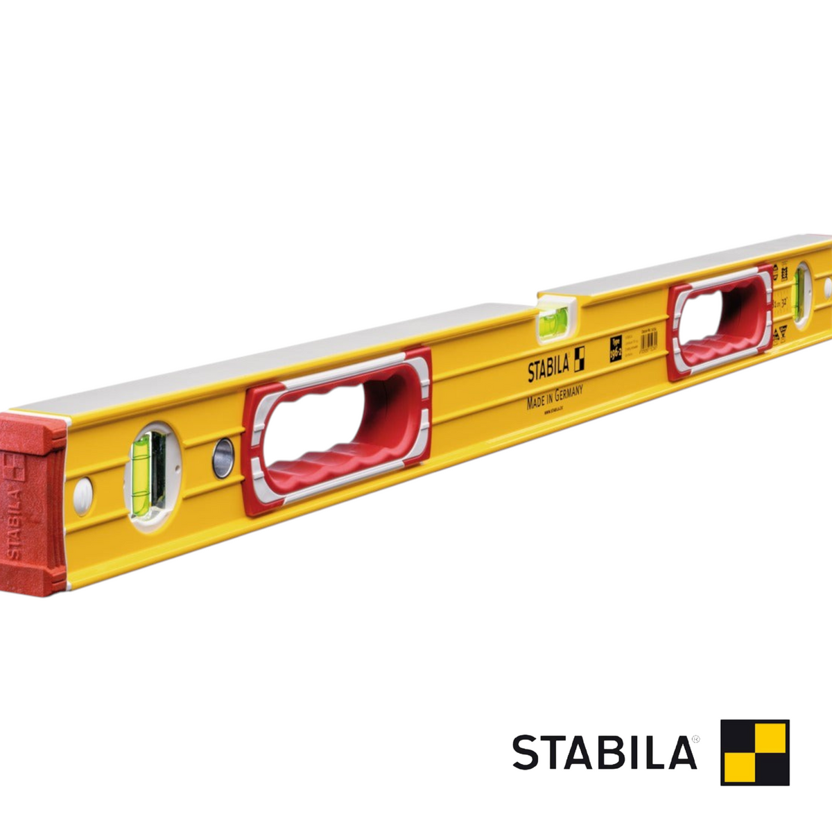 Werkfit Stabila Wasserwaage Type 196-2 in Gelb mit zwei Griffen und Libellen für präzise Messungen