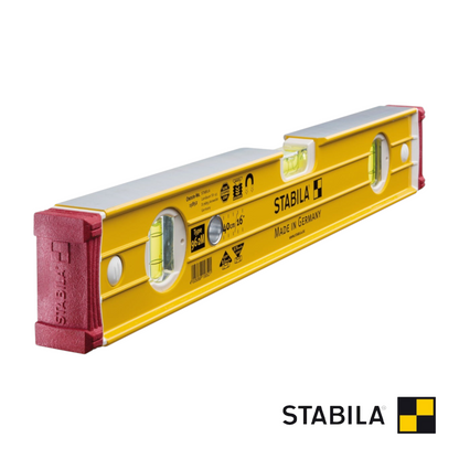 Werkfit Stabila Wasserwaage Type 96-2 M aus gelbem Aluminium mit magnetischer Messfläche und stoßfesten Endkappen