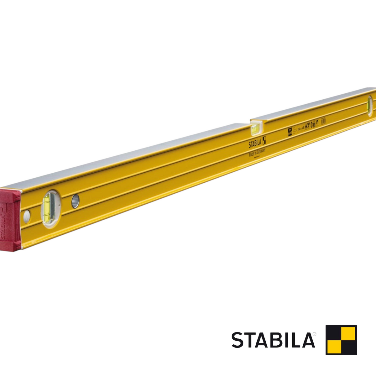 Werkfit Stabila Typ 96-2 M Wasserwaage in Gelb mit magnetischer Messfläche und Libellen für präzises Ausrichten