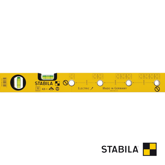 Werkfit Stabila Wasserwaage Type 70 Electric in Gelb mit 43 cm Länge für Elektroinstallationen