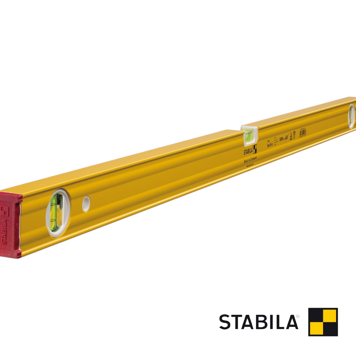 Werkfit Stabila Wasserwaage Type 80 AS-2 in Gelb mit zwei Libellen für präzise Messungen
