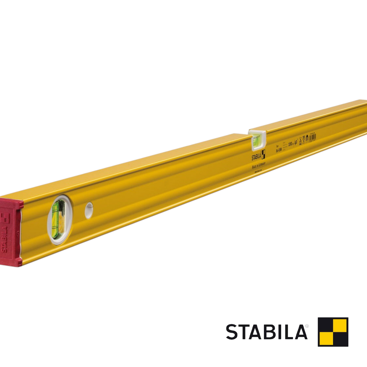 Werkfit Stabila Wasserwaage Type 80 ASM in Gelb mit integrierten Libellen für präzise Messungen