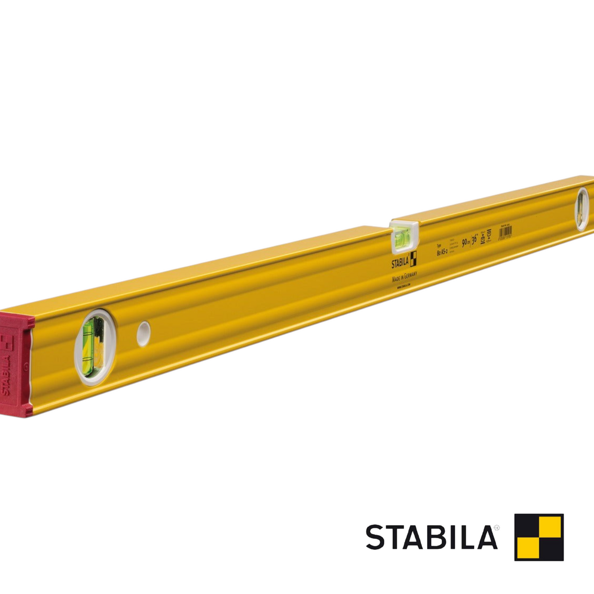 Werkfit Stabila Wasserwaage Type 80 AS-2 in Gelb mit zwei Libellen für präzise Messungen im Handwerk