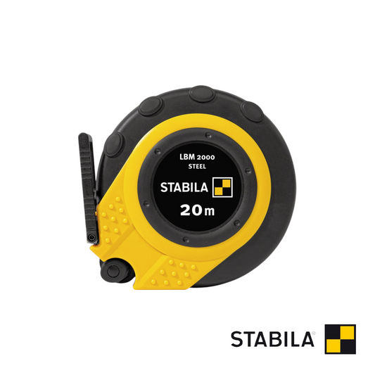 Werkfit Stabila Kapselbandmaß LBM 2000 STEEL mit 20 Meter Stahlband in gelb-schwarzem Gehäuse