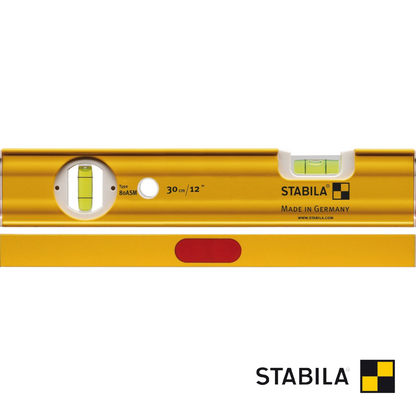 Werkfit Stabila Wasserwaage Type 80 ASM in Gelb mit 30 cm Länge und integrierten Libellen für präzise Messungen