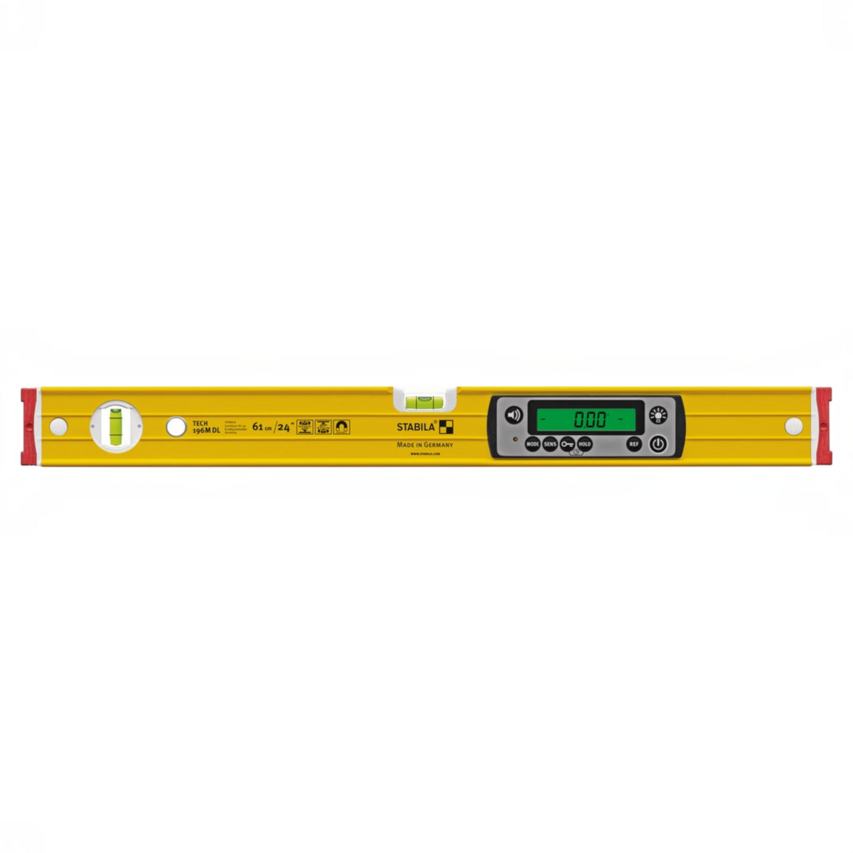 Werkfit Stabila TECH 196M elektronische Wasserwaage in Gelb mit digitalem Display und Libellen