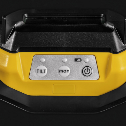 Bedienfeld des Werkfit Rotationslasers LAR 160 mit Tasten für Tilt, Manuell und Ein-Aus sowie Batteriestatusanzeige