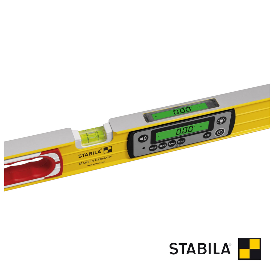 Werkfit Stabila TECH 196 DL elektronische Wasserwaage mit digitalem Display und Libelle in Gelb
