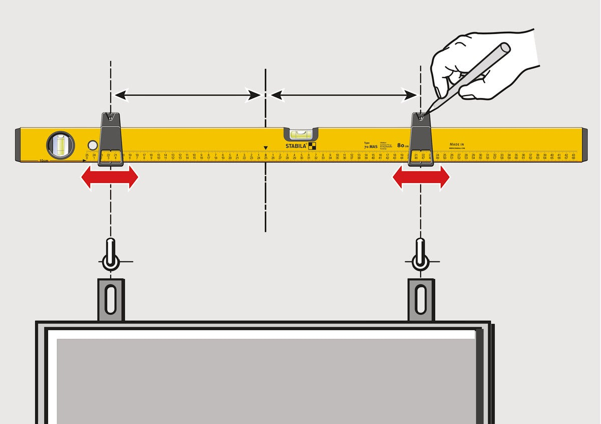 Werkfit Wasserwaage Type 70 MAS 80 cm mit verschiebbaren Markierungshilfen zum präzisen Anzeichnen von Bohrlöchern