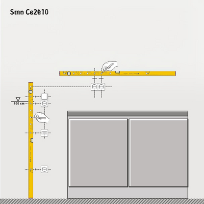 Werkfit Wasserwaage Type 70 Electric in Gelb zur präzisen Markierung von Steckdosen und Schaltern an Wänden