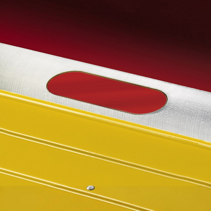 Werkfit Wasserwaage Type 96-2 M mit gelbem Aluminiumprofil und rotem Griffausschnitt in Nahaufnahme