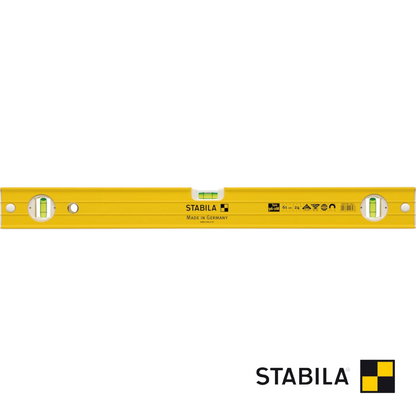 Werkfit Stabila Wasserwaage Type 96-2 M in Gelb mit zwei Libellen und stoßfesten Endkappen für präzises Messen
