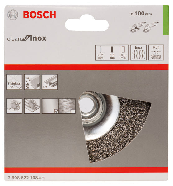 PRO Stainless Steel clean Kegelbürste, 100 x 0,35 mm, Gewinde