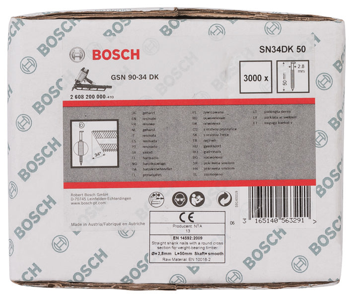 D-Kopf Streifennagel SN34DK 50, 2,8 mm, 50 mm, blank, glatt, 3000er-Pack