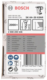 Senkkopf-Stift SK64 20NR, 63 mm Edelstahl, 2000 Stk.