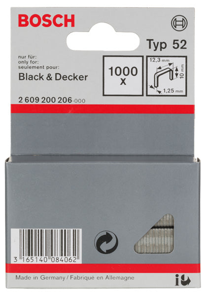 Flachdrahtklammer Typ 52, 12,3 x 1,25 x 10 mm, 1000er-Pack