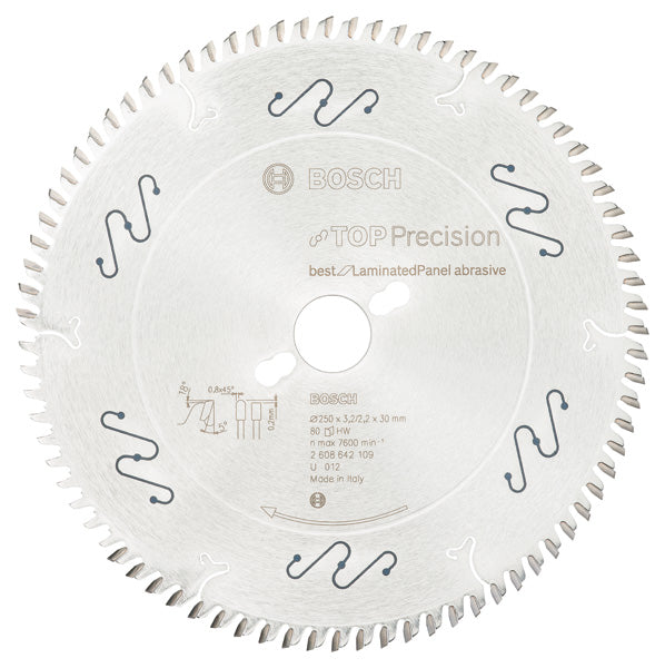 Kreissägeblatt Top Precision Best for Laminated Panel Abrasive 250x30x3,2 mm, 80