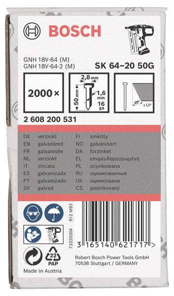 Senkkopf-Stift SK64 20G, 50 mm verzinkt, 2000 Stk.
