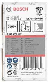 Senkkopf-Stift SK64 20G, 63 mm verzinkt, 2000 Stk.