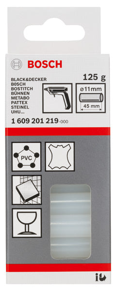 Schmelzkleber, 11 x 45 mm, 125 g, transparent