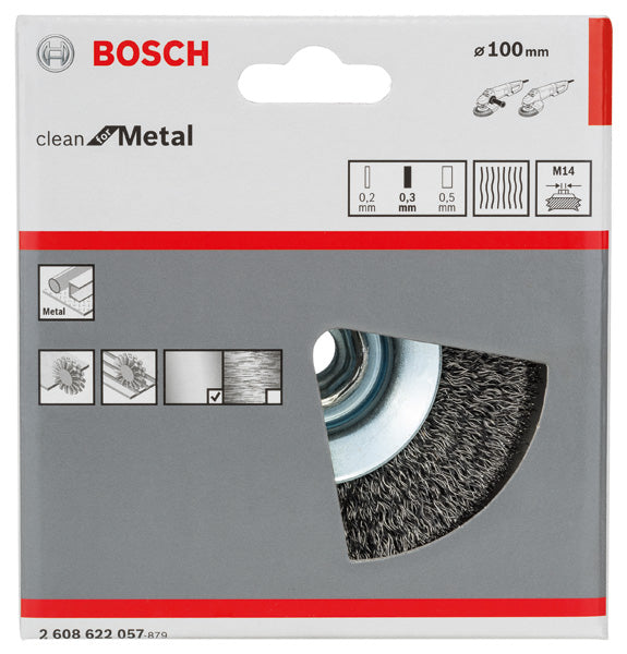 PRO Metal clean Kegelbürste, 100 x 0,3 mm, Gewinde