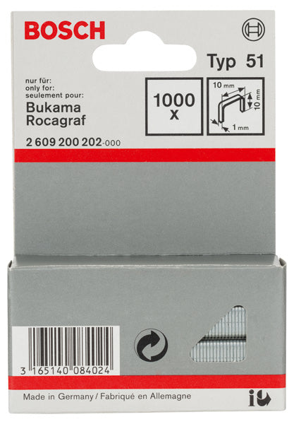 Flachdrahtklammer Typ 51, 10 x 1 x 10 mm, 1000er-Pack