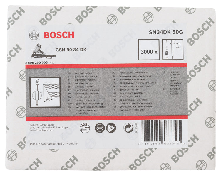 D-Kopf Streifennagel SN34DK 50G, 2,8 mm, 50 mm, verzinkt, glatt, 3000er-Pack