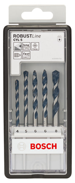5-tlg. CYL-5 Betonbohrer-Set, Robust Line, 4–8 mm