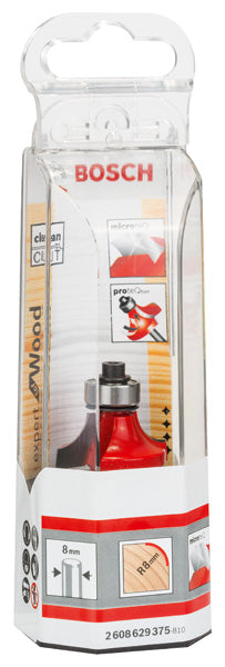 Abrundfräser Expert for Wood, 8 mm, D 28,6 mm, R1 8 mm, L 12,7 mm, G 55 mm