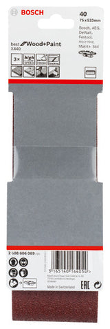 PRO X440 Schleifband, 75 x 533 mm, 40, 3-tlg.